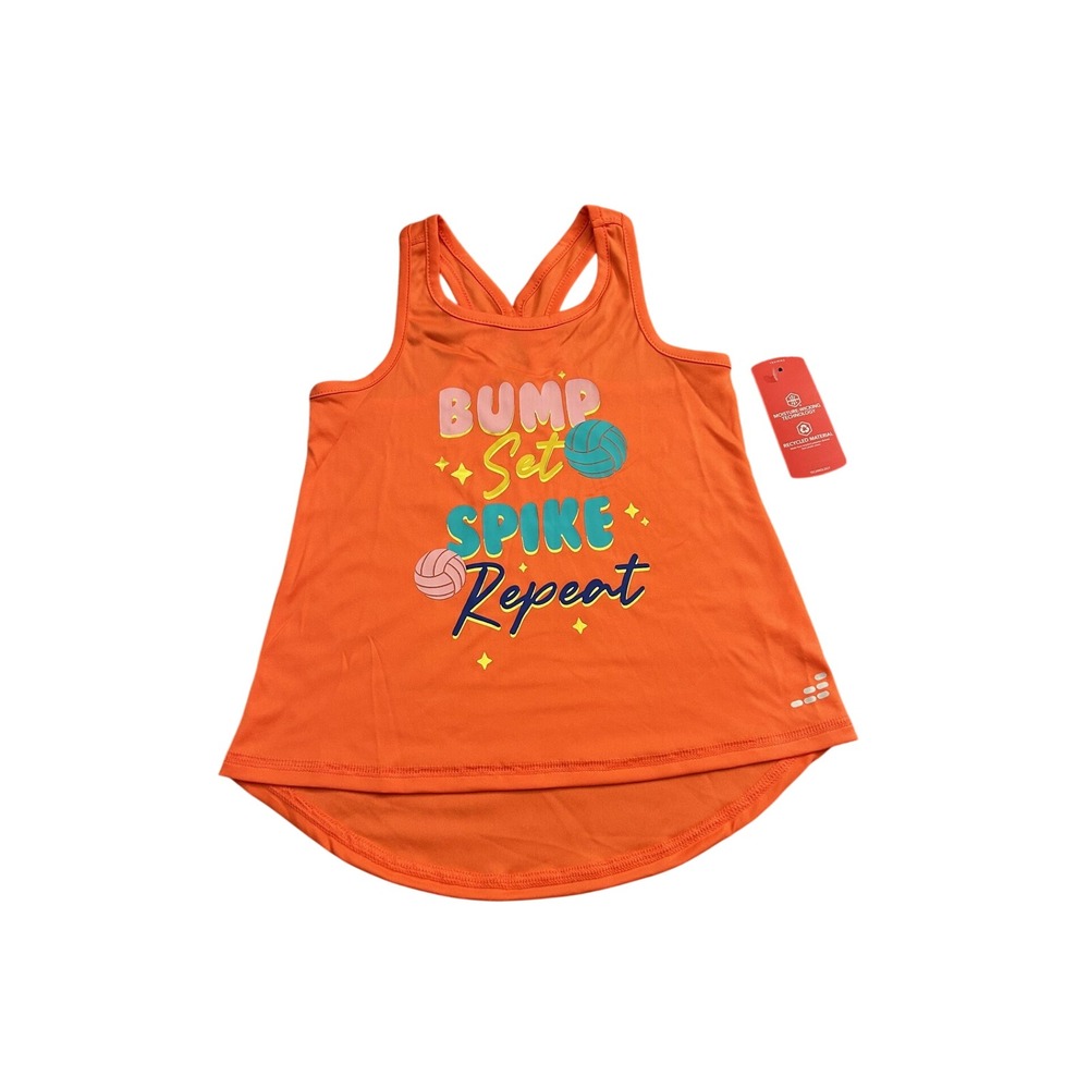 Volleyball Tank Top Girls XS 6-6X Orange NEW Moisture Wicking Graphic Racerback